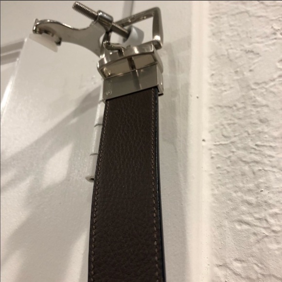 Unisex Black brown reversible leather coach belt - Picture 4 of 7